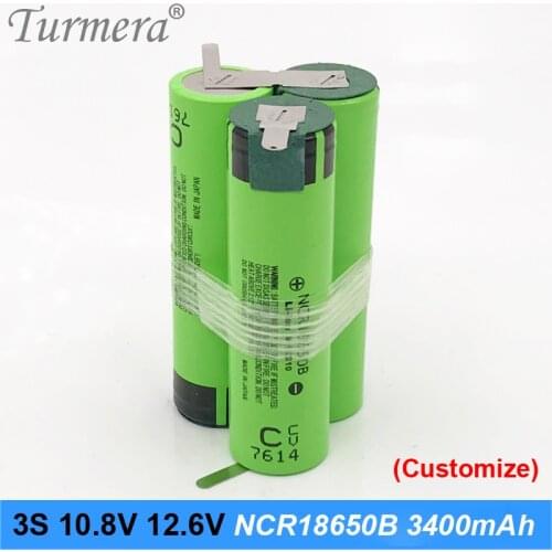 3s battery 18650 pack ncr18650b 3400mah 10.8v 12.6v welding solder battery for screwdriver tools battery customized battery