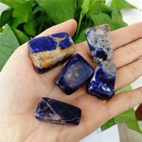 5PCS Polished Natural Blue Vein Awesome Crystal Stone Tumble Crystal Gravel Healing Reiki Stones For Sale Chakra Energy Decor