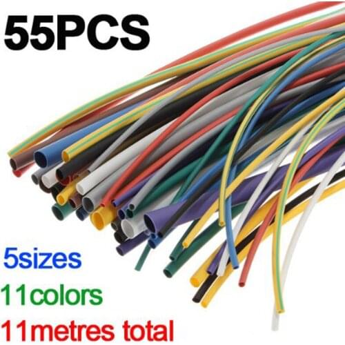55pcs Assortment Polyolefin H-type Heat Shrink Tubing Tube Sleeving Wrap Cable Wire Kit SDF-SHIP