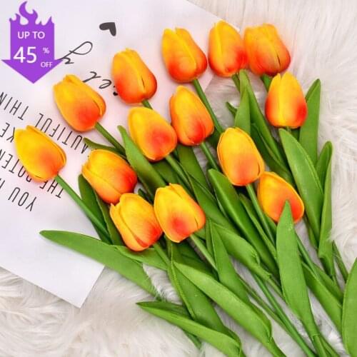 9 PCS Silicone Artificial Tulip Home Plant Decoration, Real Wedding and Bridal Decoration Touch Flowers, Fake Tulip Hand Flowers