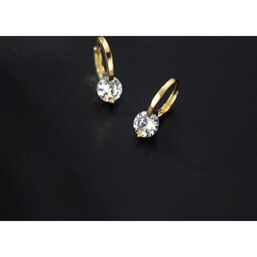 Binmonray 925 Sterling Silver Single Zircon Round Ear Buckle Earrings for Women Girl Korean Exquisite Luxury Design Jewelry Gift