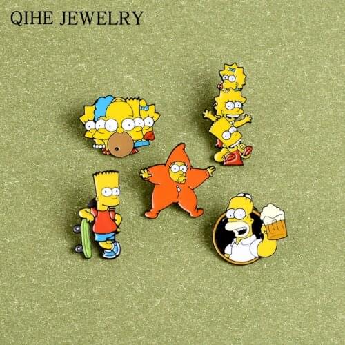 Pins Cartoon TV Show Brooches Funny Comics Figure Homer Bart Lisa Badges For Women Men Fashion Jewelry Wholesale