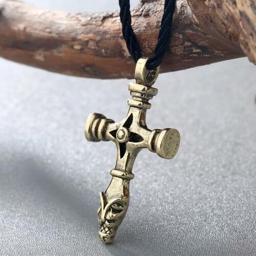 CHENGXUN 2020 Trend Necklace for Men Second Names of This Symbol Viking Cross And Olafs Cross Punk Cool Men Collier Excalibur