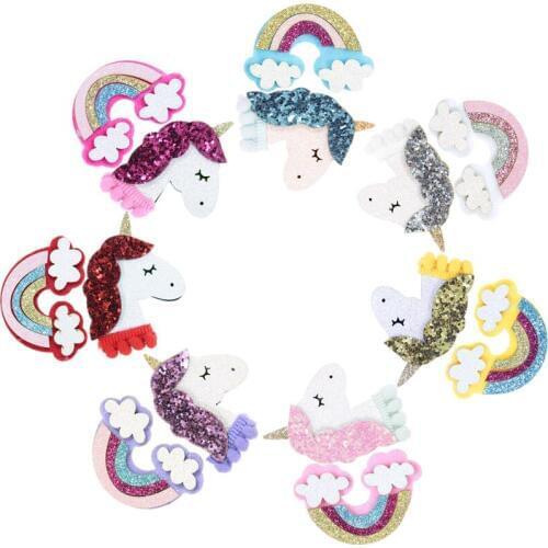 Baby Glitter Metallic Unicorn Rainbow Headwear DIY Findings For Headband Hair Clips Kids Party Hair Accessories Performance