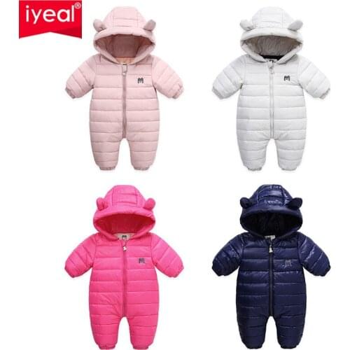 IYEAL Unisex Cute Cartoon Hooded Baby Romper Jumpsuit For Newborn Infant Boy Clothes Baby Overalls Boys Winter Crawlers for Kids