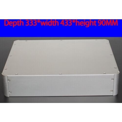 KYYSLB 333*433*90MM All Aluminum Pure Rear Stage Amplifier Chassis Box House DIY Enclosure with Feet Screws Amplifier Case Shell