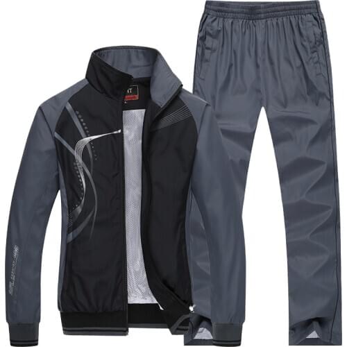 Men`s Casual Sets Brand Unisex Tracksuit Outerwear Set 2 Pieces Jackets + Pants Male Fitness Training Suit Sportswear Size 5XL