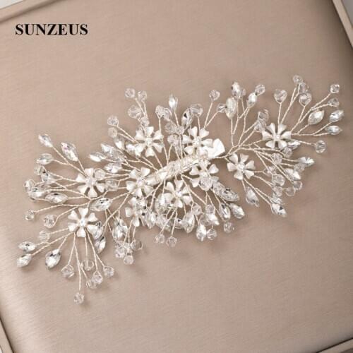 Crystals Wedding Head Pieces Silver Flowers Bridal Headpiece 2020 New Bride Accessory with clip SQ470