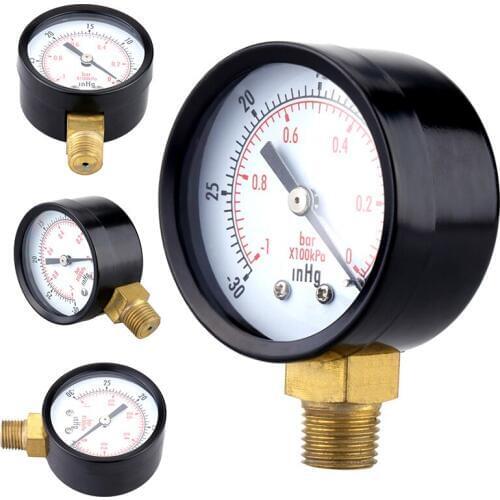 1pc Vacuum Pressure Gauge New For Air Compressor Water Oil Gas 1/4" NPT Lower Mount Portable Dual Scale Dial Gauge