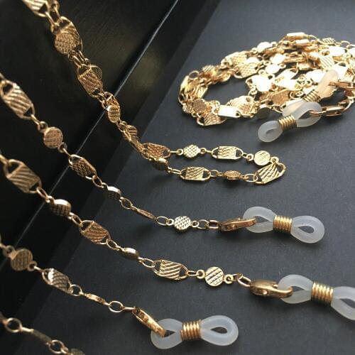 Gold/silver electro plated eyeglass retainer eyewear metal brass copper chain spectacle holder cord string durable silicone end