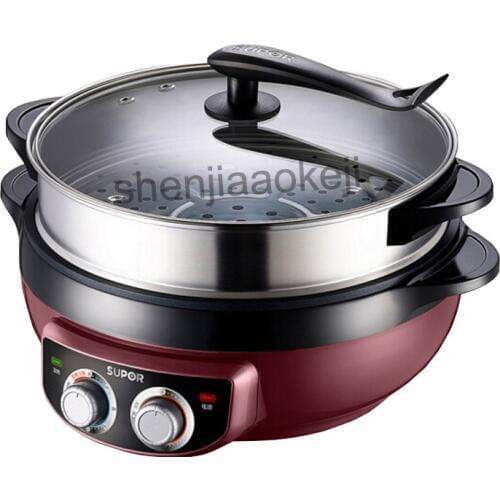 Multifunctional Household Electric Cooker Wok 6L Korean-Style Non-stick Frying Machine Electric Food Steamer Hot Pot 220v 1800w