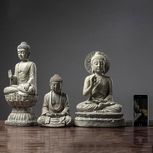 Zen Buddha Statue Ornament Prayer Home Decor Resin Religious Art Spiritual Comfort Decoration Collectible For Home Shelf He