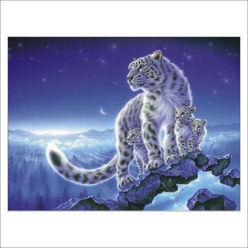 White tiger inlaid diamond set, tiger animal full diamond 5D square diamond DIY set home decoration gift creative mural T232