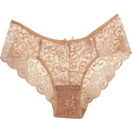 Underwear Design Mid Waist Soft Lace Stretch Bikini Underwear for Wedding Night Ultra-thin Seamless Underwear Female Briefs