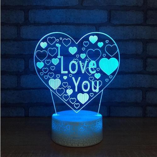 New Love 3d Lamp Creative Energy Saving Electronic Product Led Decorative Desk Lamp White base Lovely Table Lamps