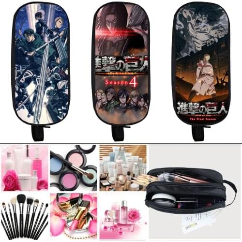 2021 New 3D Print Attack on Titan Pencil Case Stationery Bag for Students Penbag Man Woman Cosmetic Bag Girls Cartoon Makeup Bag