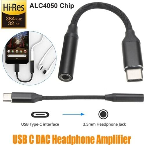 Newest USB Type-C DAC Headphone Amplifier Convertor Black 3.5mm Jack Audio Stereo Cable Plug for Android Smart Phones Laptop