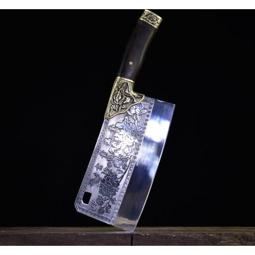 Retro embossed personality unique Top chef knife stainless steel high-quality home cooking slicing kitchen new knife