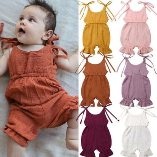 Newborn Baby Solid Romper New Baby Girl Romper Summer Toddler Baby Boys Romper for Infant Suspenders Pants Overalls