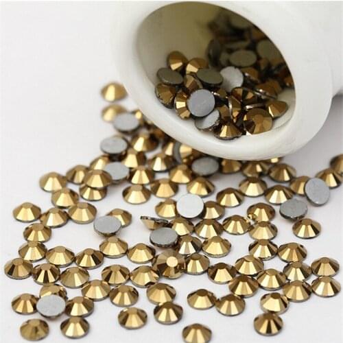 Wholesale ss3 -ss30 Flat Back AAAAA Crystal Aurum ( 3d Nail Art decorations ) Non Hot Fix Glue on rhinestones for nails diy