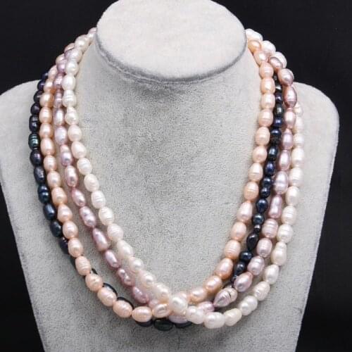 New product 7-8mm/8-9mm/9-10mm freshwater pearl necklace Simple fashion party jewelry personality gift chain length 45cm