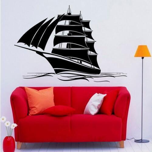 Sail Boat Decal Wall Vinyl Sticker Family Kids Room Nautical Mural North South East West Travel Land Sea Sailing B-32