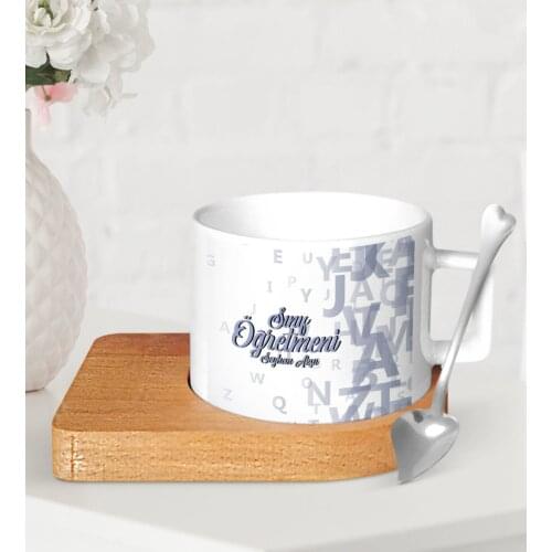 Personalized Class Teacher Wood Altlıklı Ceramic Fincan-15