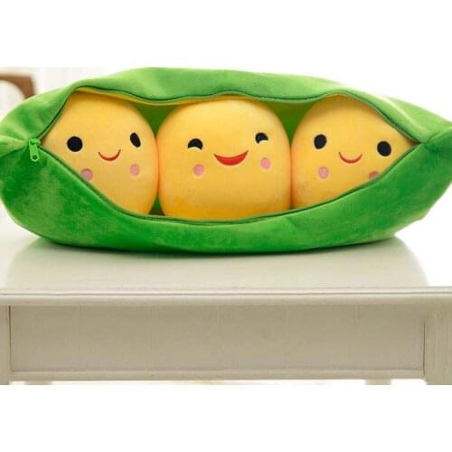25/45/50cm Cute Bean Pea Shape Nap Pillow Pea Pod Plush Toy Creative Gift Plush Pillows Simulated Stuffed Plant Cushion