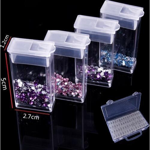 Hot Sale Diamond Embroidery Diamond Painting Tool 64 Lattice Transparent Plastic Storage Box 64/20 Grids Jewelry Storage Box