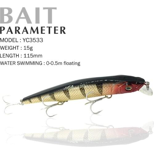 Fishing Lures 115mm/15g 0-0.5m Floating Super Sinking Minnow Hard Baits Crankbait Leurre Wobbler Handmade fishing lures