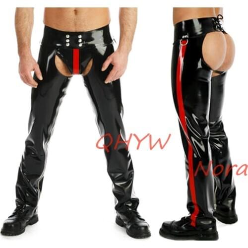 Sexy Latex Man Pants with Briefs Handmade Men Trousers with Back Strips Kakegurui Cosplay Costume
