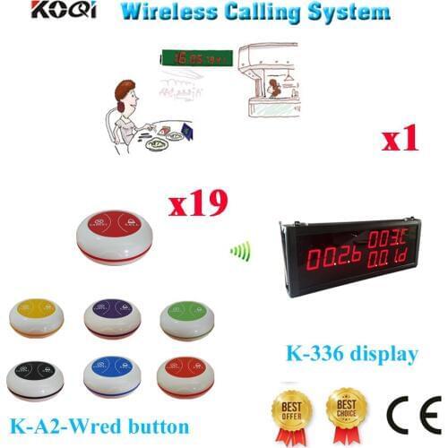Number Calling System LED Wall Display For Counter Caller Bell Button 100% Waterproof For Guest Ycall( 1 display + 19 button)