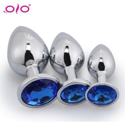 OLO Unisex S/M/L Stainless Steel Dildo Anal Plug Butt Stimulator Massager Vagina Masturbation Sex Toy For Adult Men and Women