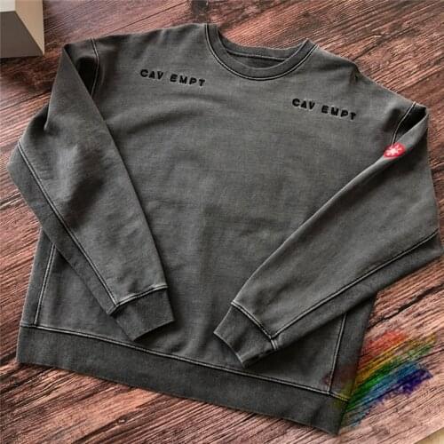 Thick 450g Cotton Batik Dark Gray CAVEMPT C.E19AW Sweatshirts Crewneck Men Woman Top Quality Wash CAVEMPT Cav Empt Hoodie