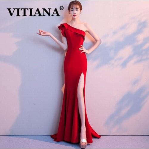 VITIANA Female Sexy Night Long Dress Women Sleeveless Ruffles Strapless Elegant Bodycon Trumpet Dresses Femme Host Vestidos