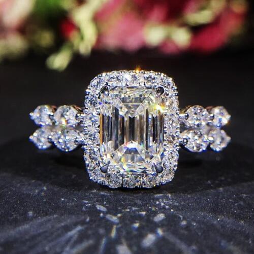 WYJZY group of high quality CZ zircon square ladies ring classic clear zircon jewelry casual matching jewelry exquisite ring