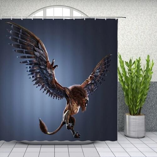 Animal Shower Curtains Eagle Pointed Mouth Monkey Spread Wing Birds Bathroom Decor Home Bathtub Waterproof Polyester Curtain Set