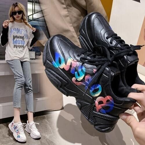 Women Platform Sneakers Black Leather Winter Fashion Non-slip Lace Up Ladies Vulcanized Shoes Thick Bottom Chunky Casual Shoes