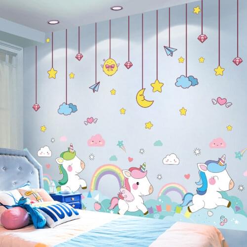 Stars Coulds Moon Wall Stickers DIY Horse Animal Mural Decals for Kids Rooms Baby Bedroom Children Nursery Home Decoration