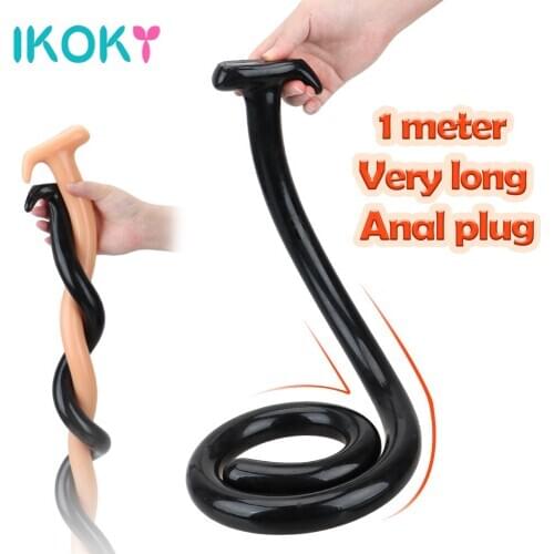IKOKY 1 meter Super Long Anal Plug Silicone G Spot Stimulation Butt Plug Dildo Anus Masturbator Dilator Sex Toys for Women Men