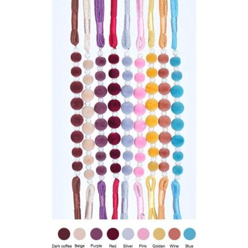 1 Pair (2 pcs) Tieback Tassel for Curtains Fringe Trim 9 Colors Ball beaded Home Decor