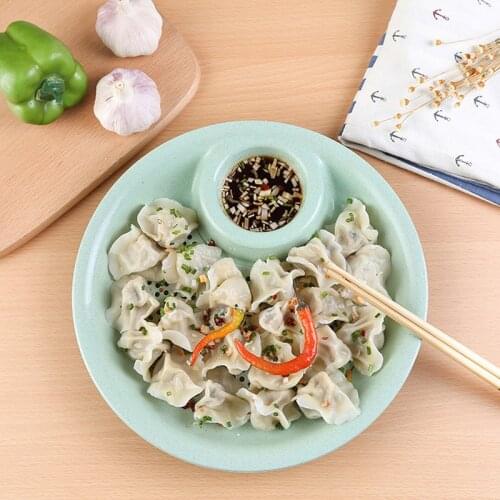 1pcs Round Double Layer Dumplings Drain Tray with Dipping Saucer Snack Plate Fruit French Fries Holder Dish Pan Kitchen Utensils