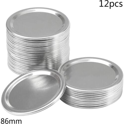 12Pack Canning Lids, Wide Mouth Mason Jar Lids 12 Pack (Silver) (12 PCS 86MM Lid D0AC