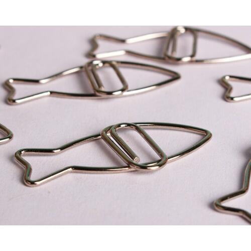 20 PCS/Set Fish Shaped Paper Clip with Cute Storage Box Metal Bookmark Clip Holder Documents Files Classified Clip Office Supply