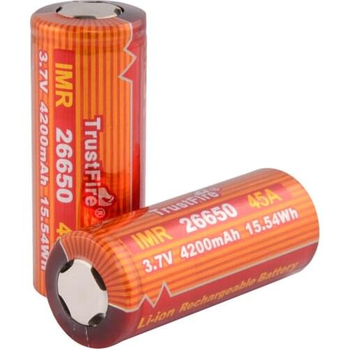 20pcs/lot TrustFire IMR 26650 4200mAh 3.7V 45A 15.54Wh High-Rate Rechargeable Lithium Battery for E-cigarettes Electric toys