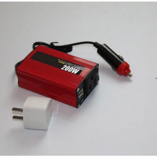 2018 new Polarlander Red 200W Car Power Inverter with USB Modified Sine Wave DC 12V to AC 220V 50Hzhot sale