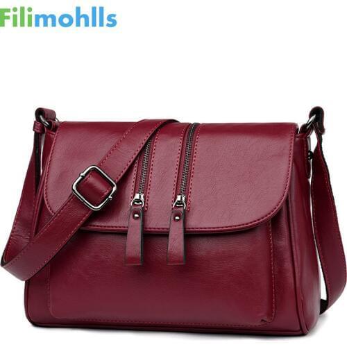 2019 New Double Zipper Women Messenger Bags Soft Women Crossbody Bag Designer Pu Leather Handbags High Quality Female Bags S1525