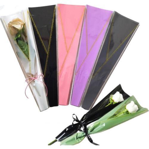 50pcs Bouquet Packing Bag Single Rose Flower Wrap Cellophane Lucency Packing Bag High-grade Gift Flowers Wrapping Bag