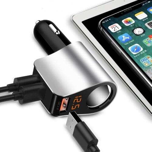 5V 3.1A Three USB Car Charger Digital Display Cigarette Lighter GPS Adapter Car Charger Phone Charger For Samsung Apple Huawei