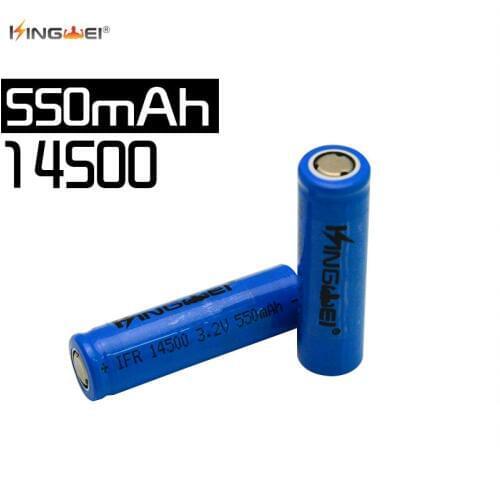 Kingwei 4pcs 3.2v IFR 14500 AA size LiFePO4 battery 550mah rechargeable cell for flashlight torch camera Solar Led Light